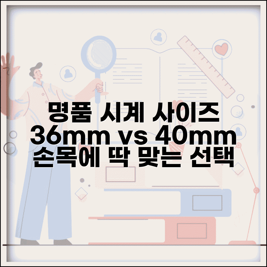 명품 시계 케이스 사이즈 선택 36mm 40mm | 손목 둘레별 시계 사이즈