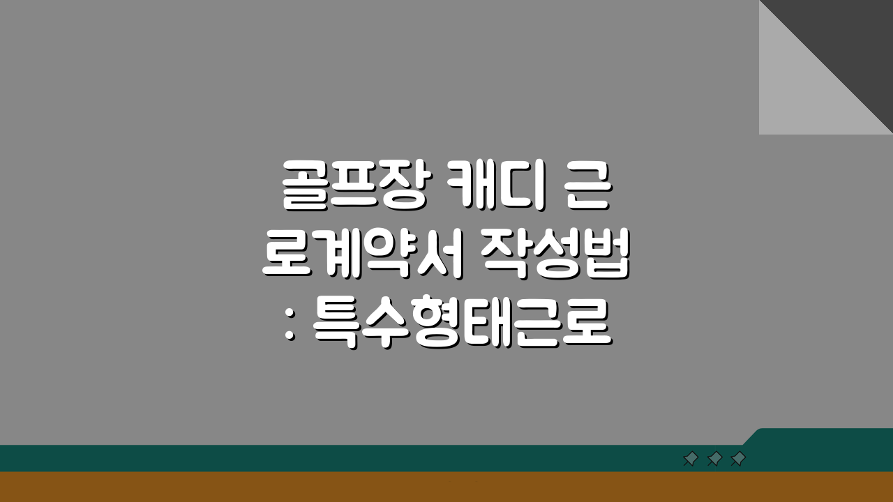 골프장 캐디 근로계약서 작성법: 특수형태근로종사자 계약서 가이드 A to Z